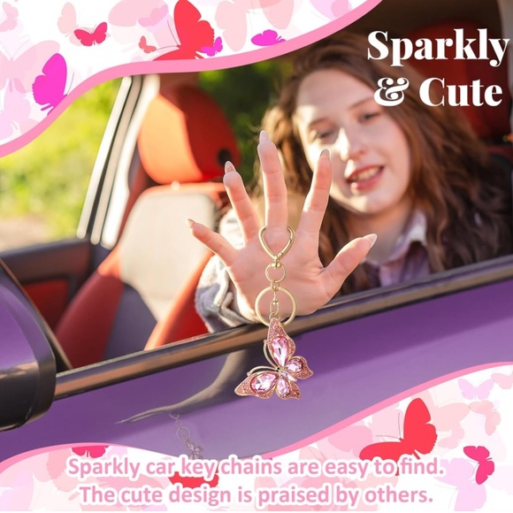 Crystal Butterfly purse/bag purse charm keychain - Picture 5 of 6